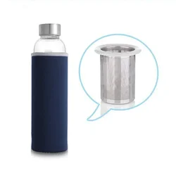 Durable Glass Water Bottle with Tea Infuser and Insulated Sleeve - 550ML - 550ml (Blue)