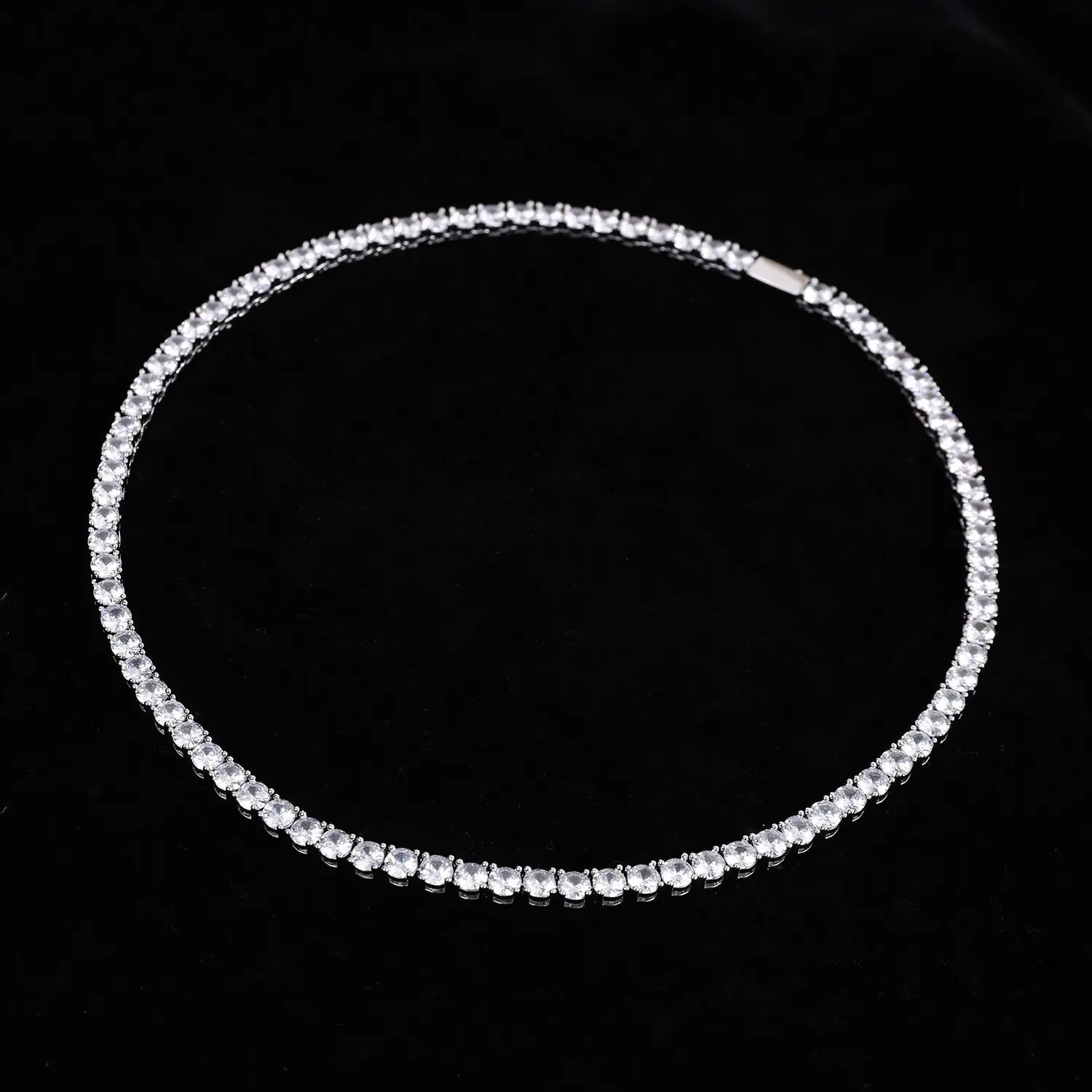 Andara 925 Sterling Silver Necklace Zircon Chain Necklace Women Fashion Simple Engagement Wedding Charm Jewelry 4mm 45cm 2