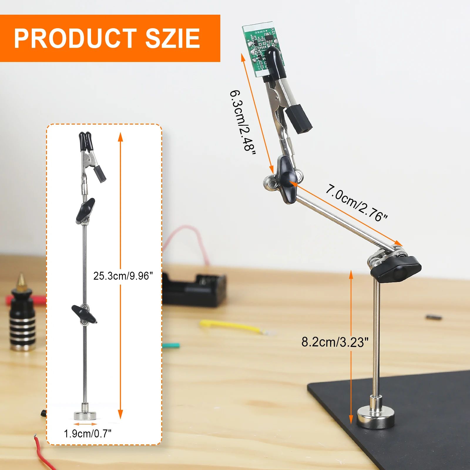 Toolour 3e Main avec Base Magnétique Bras Flexible pour Soudure PCB