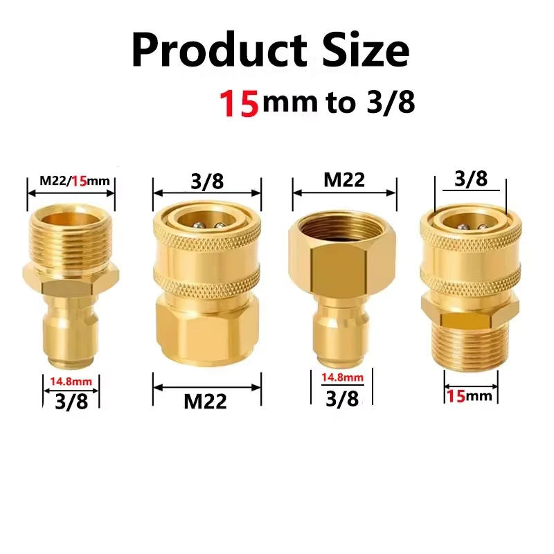 Brass Pressure Washer Quick-Connect Adapter Set - 5000 PSI