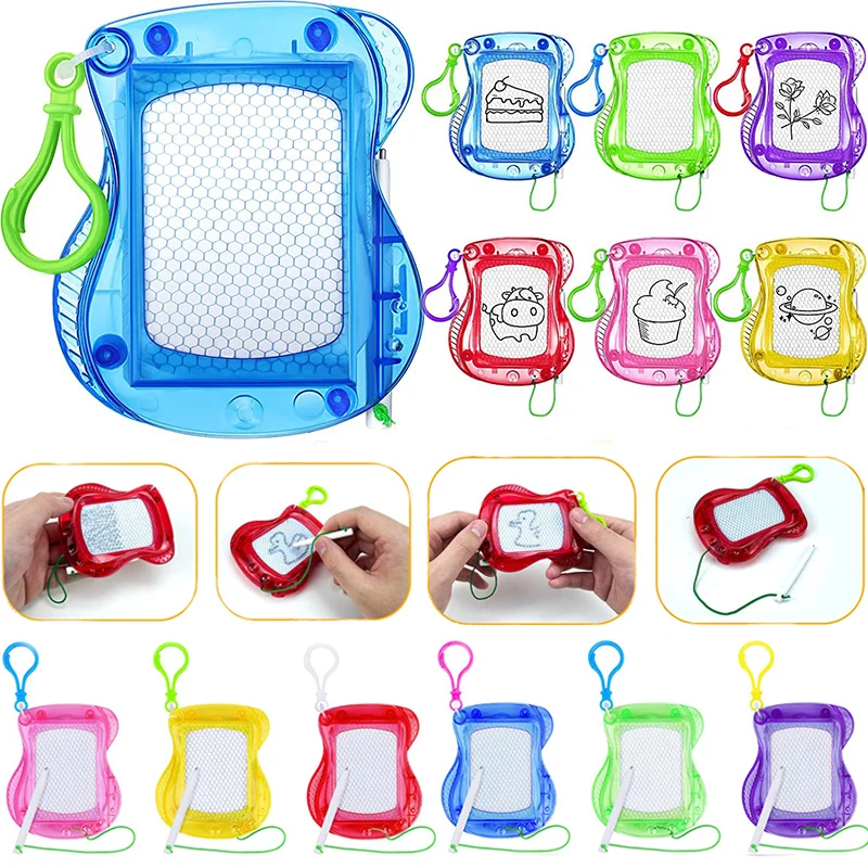 Kids Mini Magnetic Drawing Pad Erasable Graffiti Sketch And Writing Pad Boy  Mnd Girls Backpack Keychain Clip Birthday Party Gift