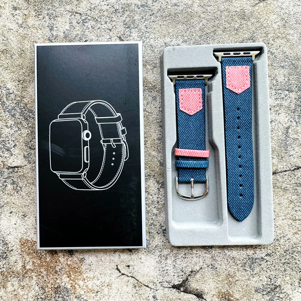 애플 워치 밴드용 청바지 데님 스트랩, 원단 가죽 iWatch 팔찌 시리즈 8, 7, 6, 5, 4, 3, SE 울트라, 49mm, 45mm, 44mm, 41mm, 40mm, 42mm
