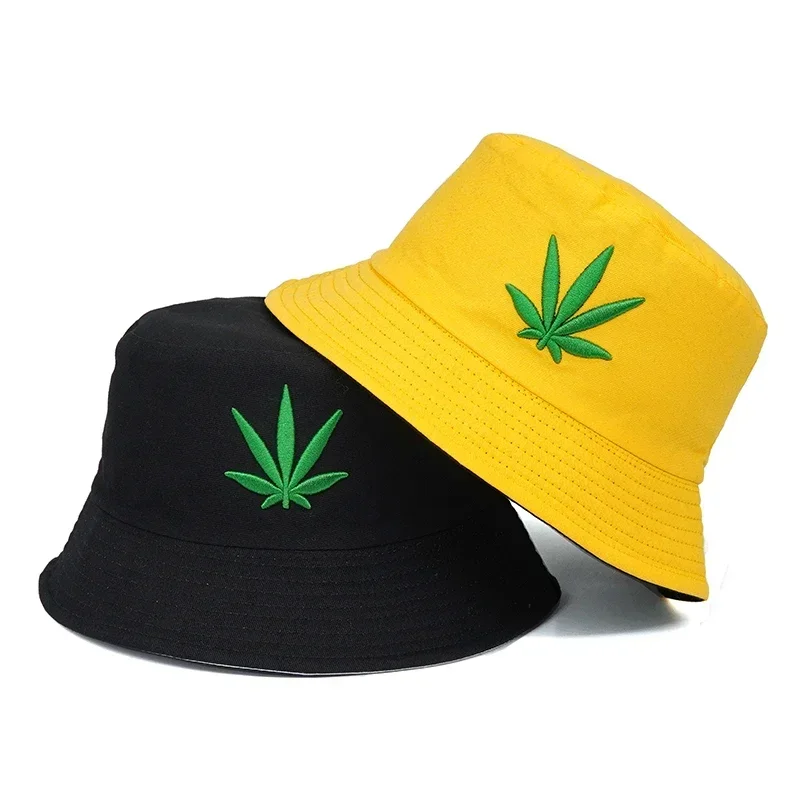 

Maple Leaf Bucket Hat Summer Hat Weed Leaf Men Women Kids Panama Flat Caps Sun Embroidery Visor Fishing Fisherman Bob Hat