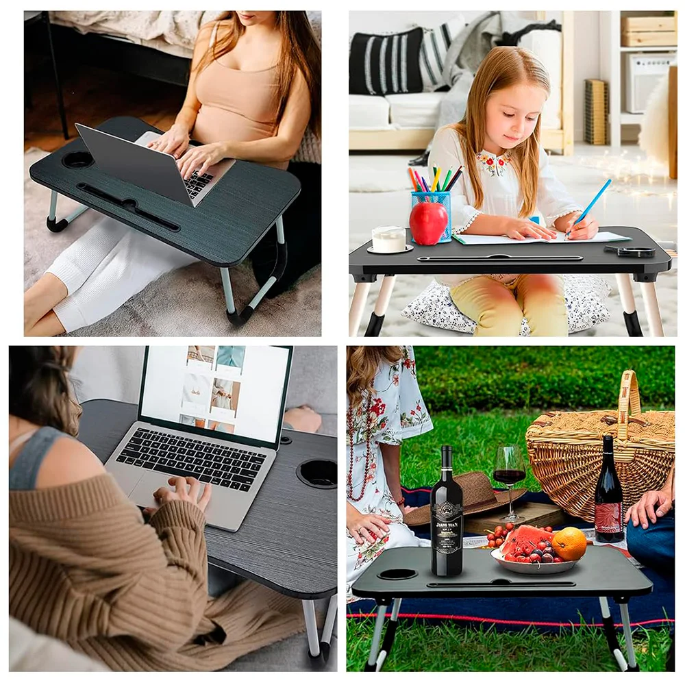 Slendor Scrivania per computer portatile, supporto da letto pieghevole per laptop, vassoio per la colazione, portatile, supporto per lettura e scrittura con cassetto per letto, divano, pavimento