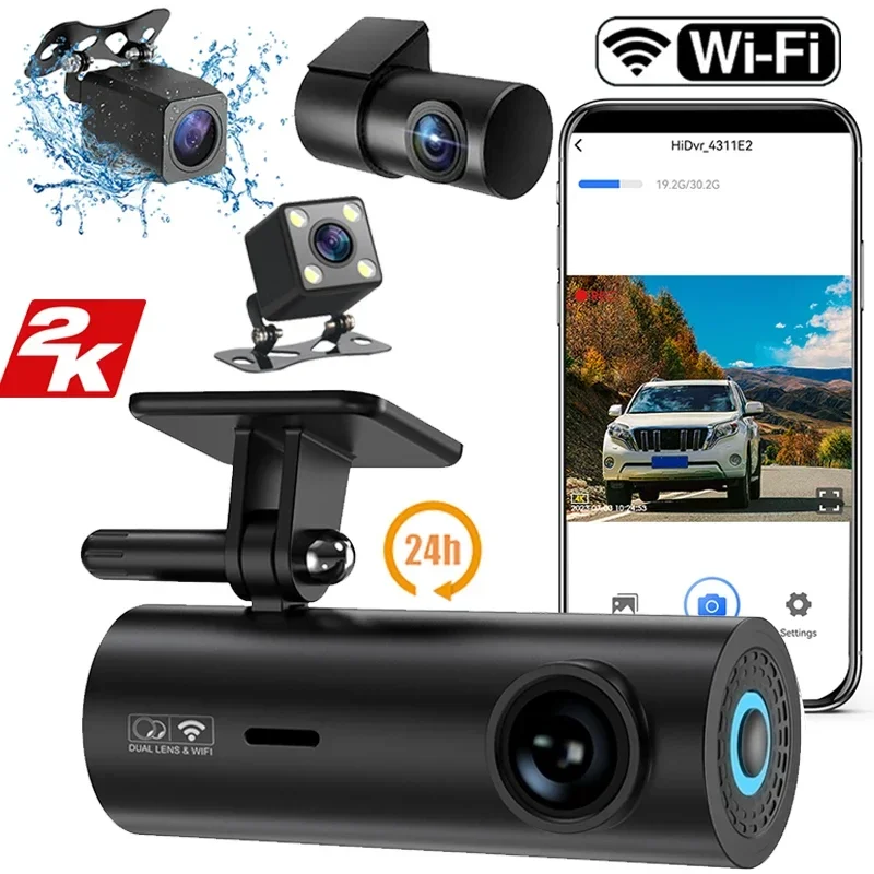 2K Car Dash Cam Dvr Recorder Auto Recorder App Control Black Box Con Wifi Voice 24H Funzione Di Monitoraggio Del Parcheggio Accessori Per Auto