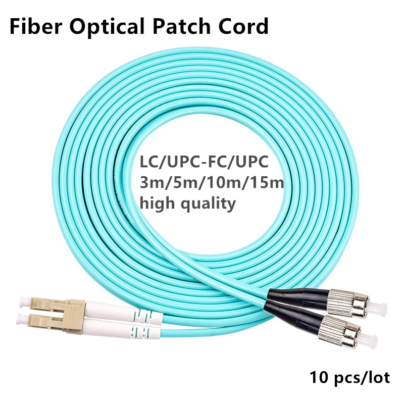 

10PCS/Pack OM3 LC/UPC-FC/UPC Multi-Mode OM3 Fiber Cable Multimode Duplex Fiber Optical Jumper Patch Cord 3M 5M 10M 10M