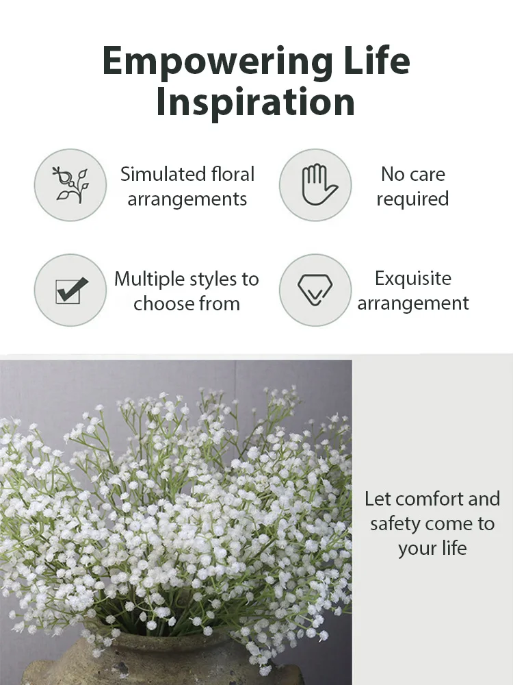 10/15pcs Artificial Flowers Baby Breath Flower Fake Gypsophila for Wedding Party Home Decoration Floral Bouquets DIY Accessories