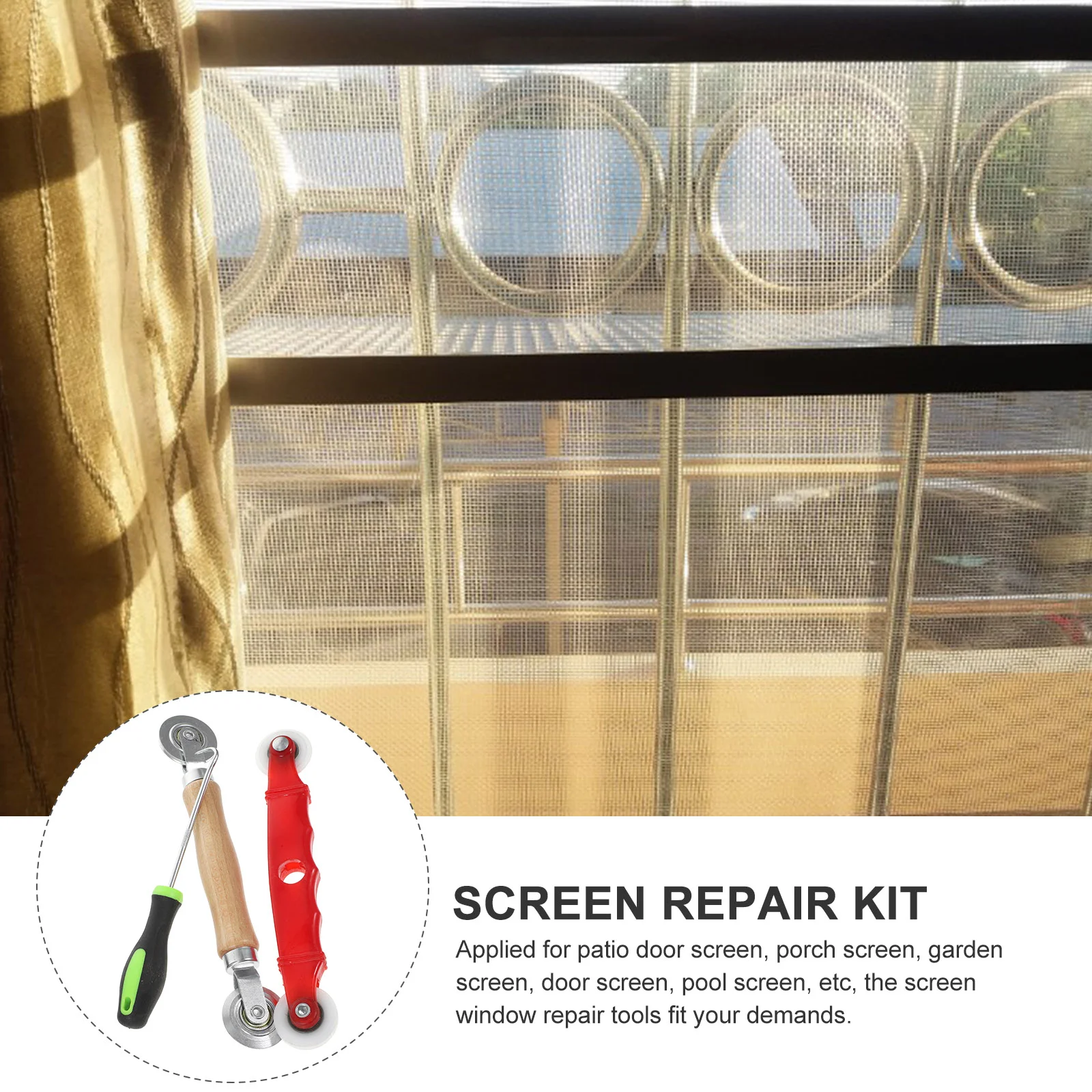 1 set Screen Repair Kit Press Screen Tools Window Roller Spline Roller Mesh Tool Installation Tool Remover Hook