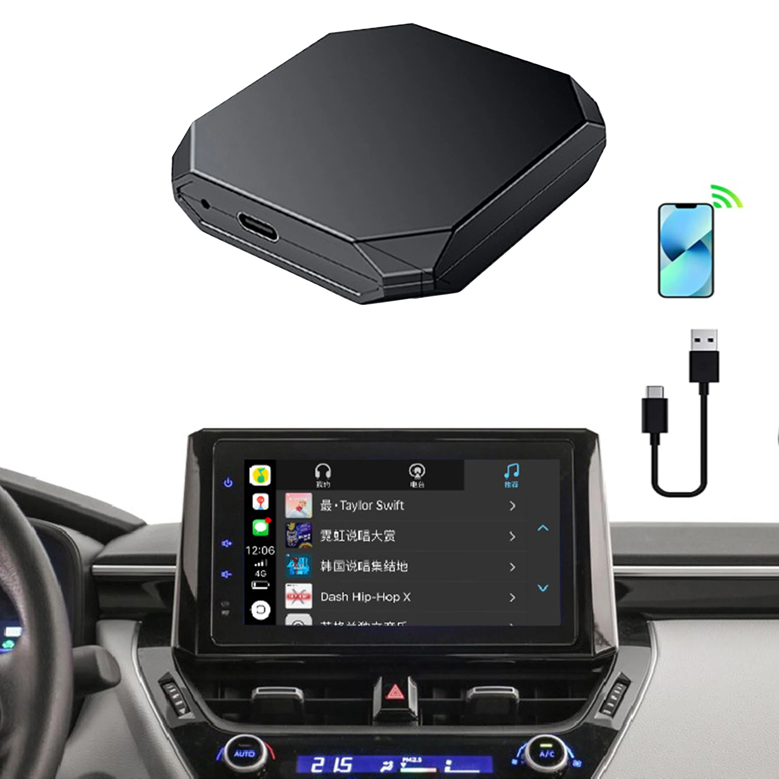 Wireless CarPlay Adapter Wireless Activator Compatible with Audi Porsche Volvo Benz Volkswagen KIA Hyundai Car Multimedia Player