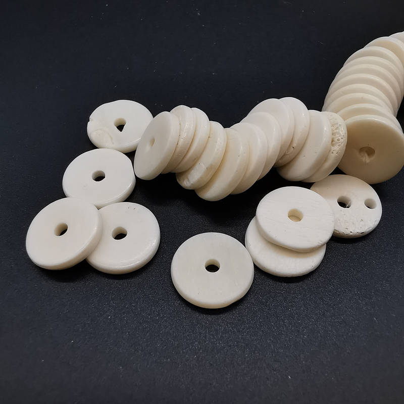Tibet White Yak Bone Coin Beads Spacers 20PCS 15x2mm Beads TSB0415