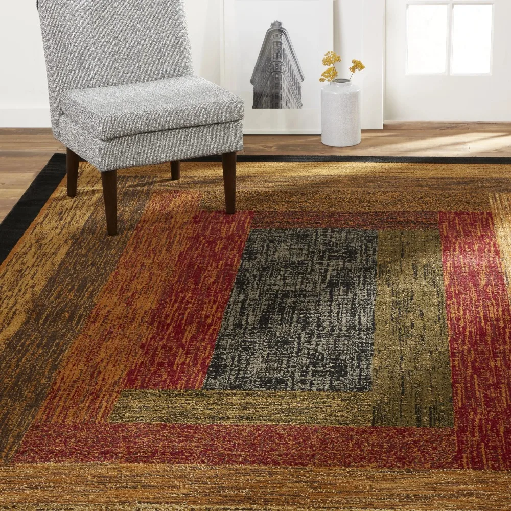 

Royalty Vega Contemporary Geometric Area Rug, Black/Brown, 5'2"x7'2"