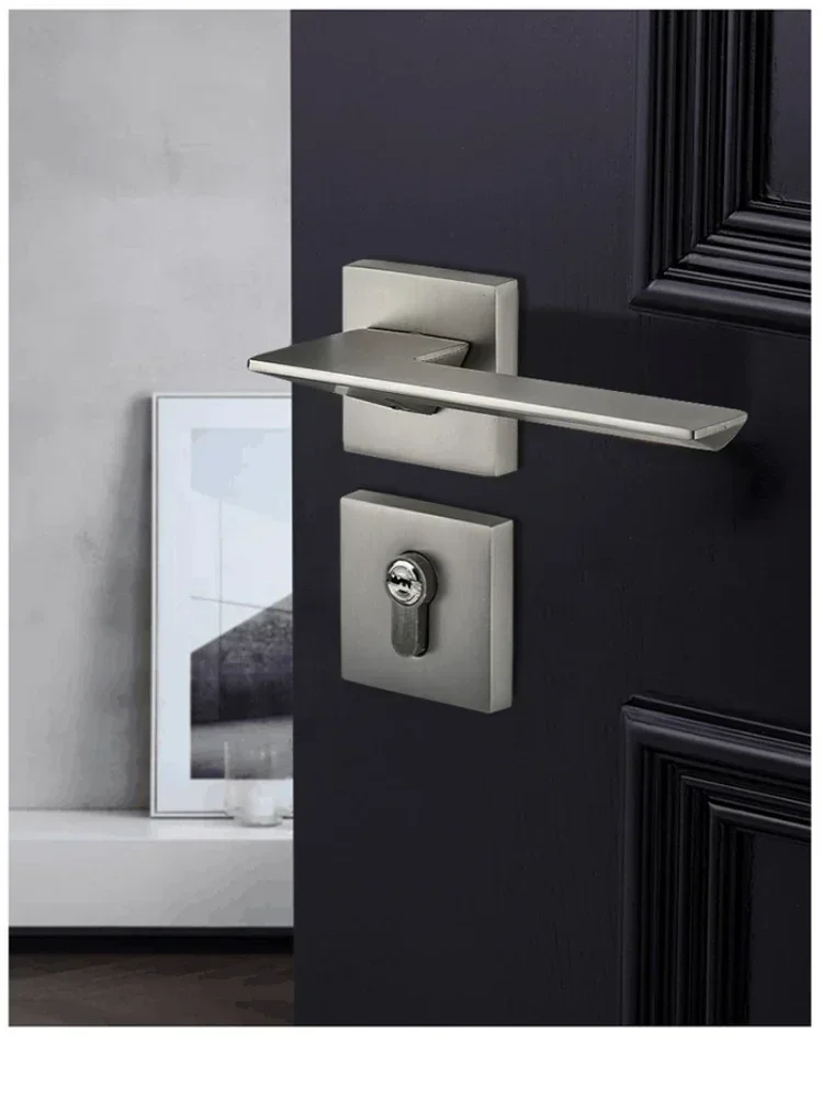 Door latch door handle lock door lock latch indoor bedroom silent room door lock Nordic nickel brushed split lock handle