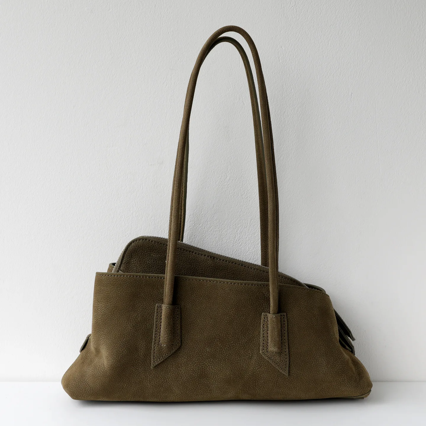 2026 Irregular Green Slanted Top Underarm Bags Women Luxury Designer Lychee-grained Cowhide Handbags Hot Chic Catwalk Bag Ladies