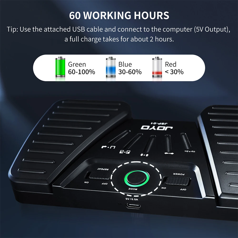 JOYO JSP-01 Wireless Page Turner Pedal Rechargeable Bluetooth Music Page Turner for iPad Tablets Android iOS Phones Keyboard