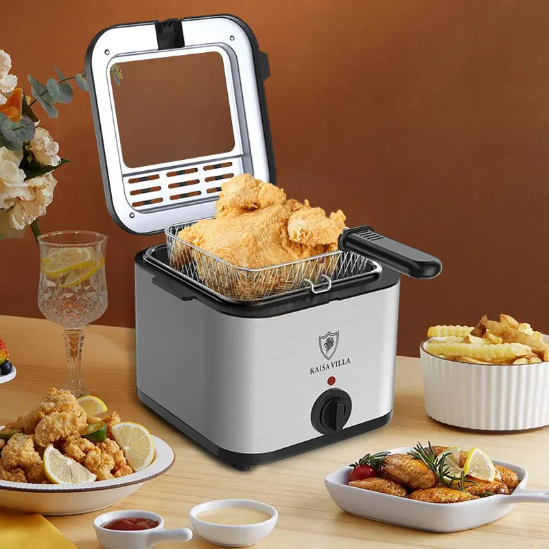 2.5L Electric Fryer,1000W Frying Machine,Home KitchenFried Chicken And French Fries,Single Cylinder Skewer Machine