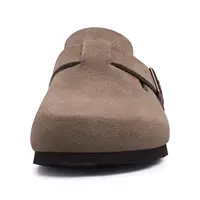 Crestar Sabots en daim pour femmes, Mules en cuir à boucle, confortables, semelle en liège, chaussures de pommes de terre avec soutien de la voûte plantaire, sandale de plage 6