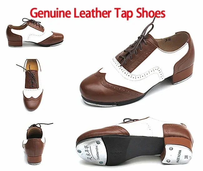Cowhide Leather Vintage Tap Shoes Flamenco Dancing Shoes For Children Men Women Aluminum Taps Included 26-46