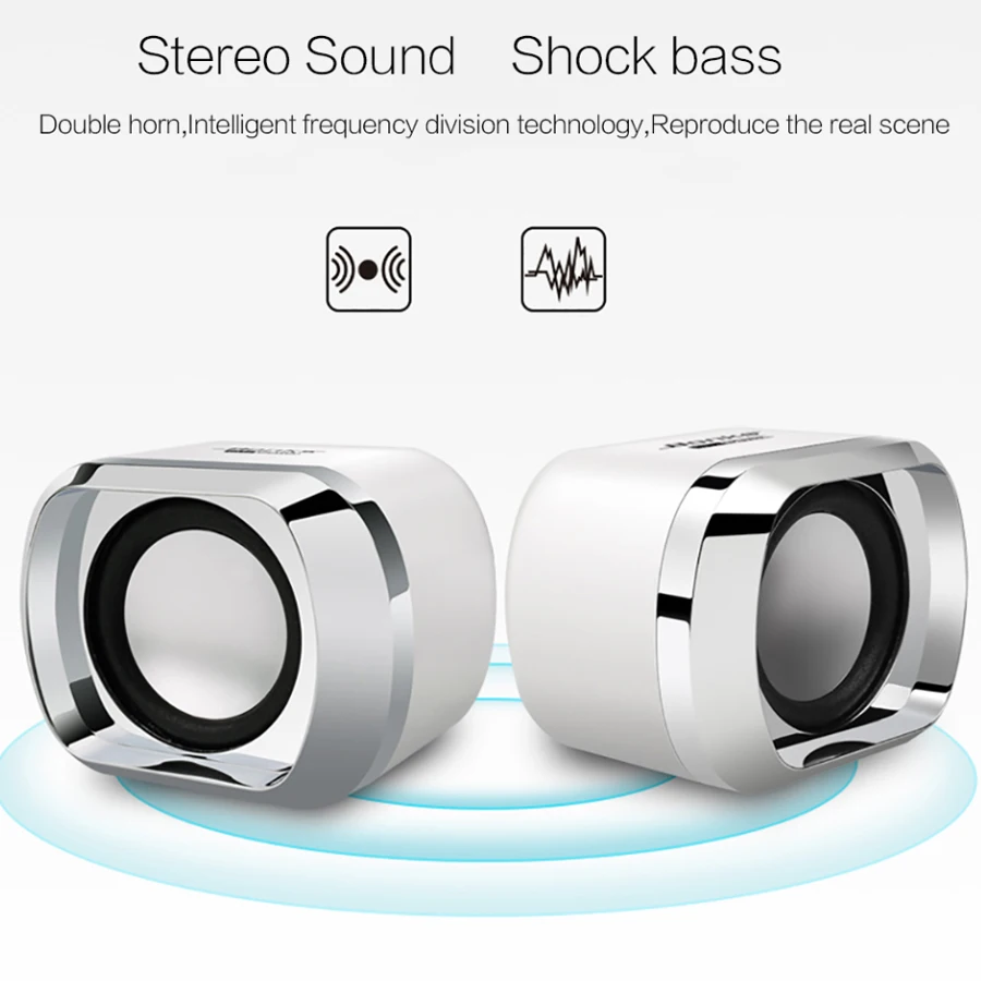 Bonks DX12 Portable USB2.0 Subwoofer Small Speaker with 3.5mm Audio Plug and USB Power Plug for Desktop PC Laptop MP3 Phone