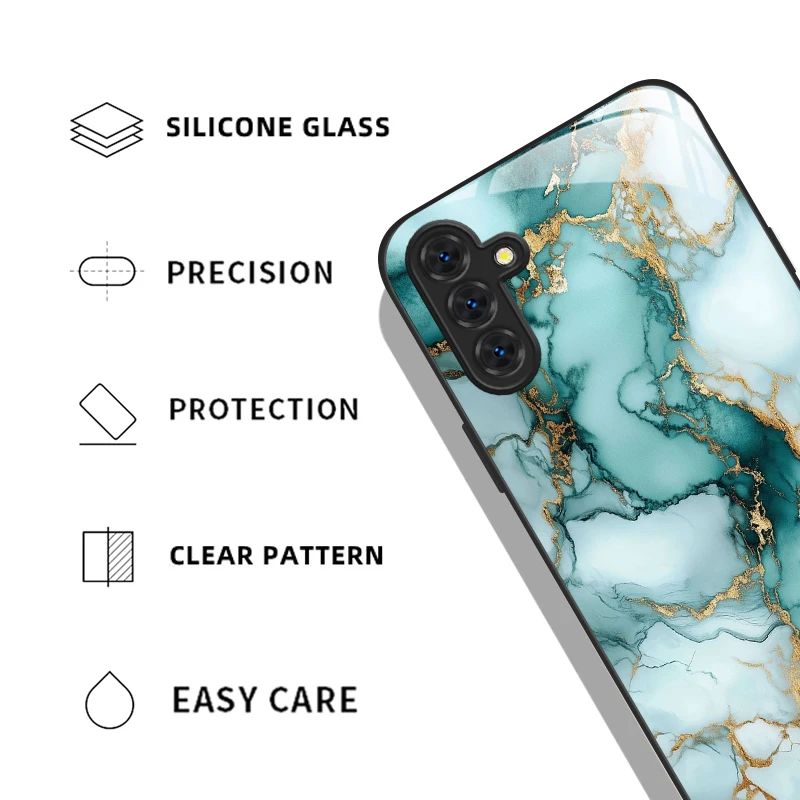 Luxury Marble Pattern Tempered Glass Phone Case - Elegant Shockproof Protective Cover