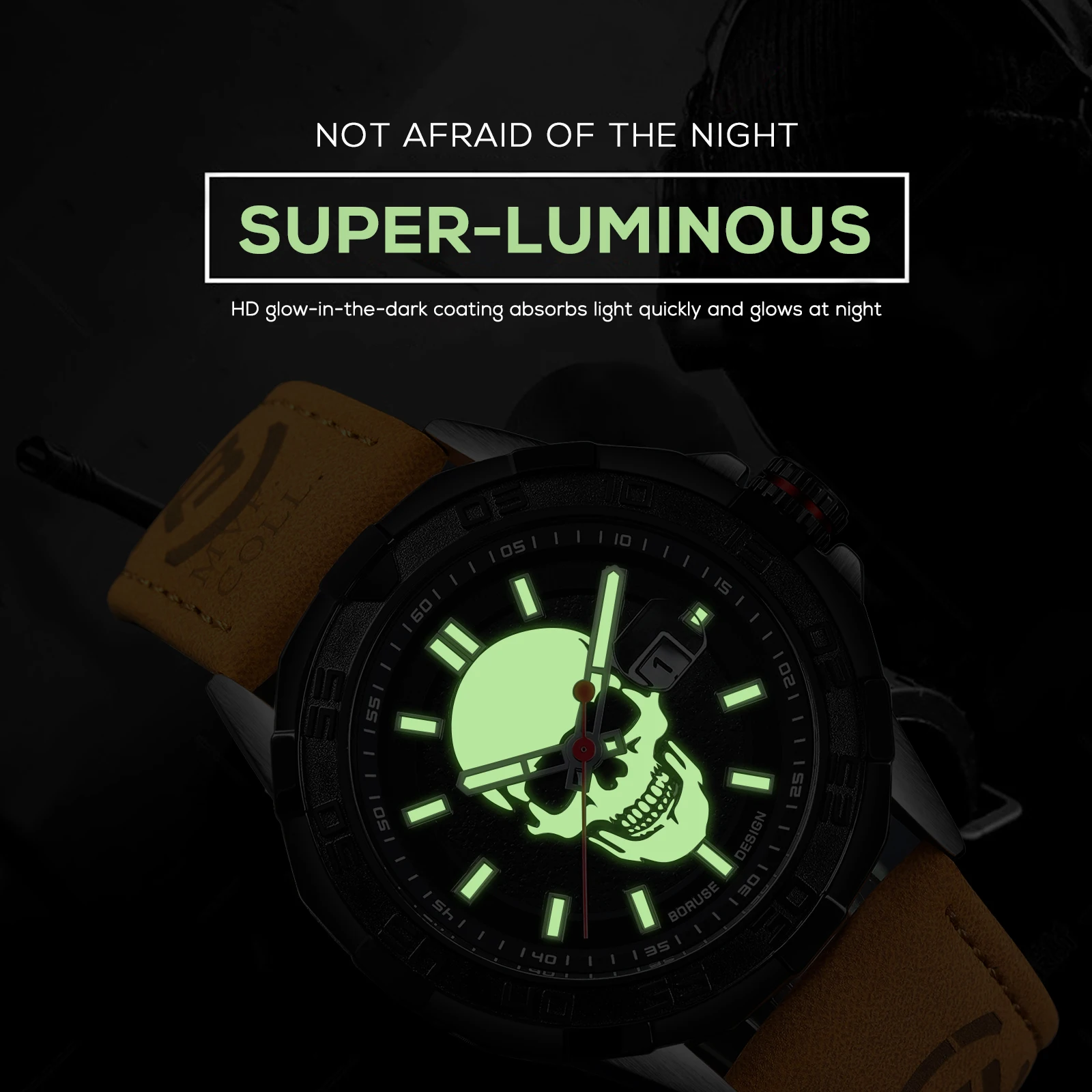 BORUSE Mens Watches Top Brand Luxury High Quality Leather Sport Waterproof Date Quartz Watch for Men Relogio Masculino