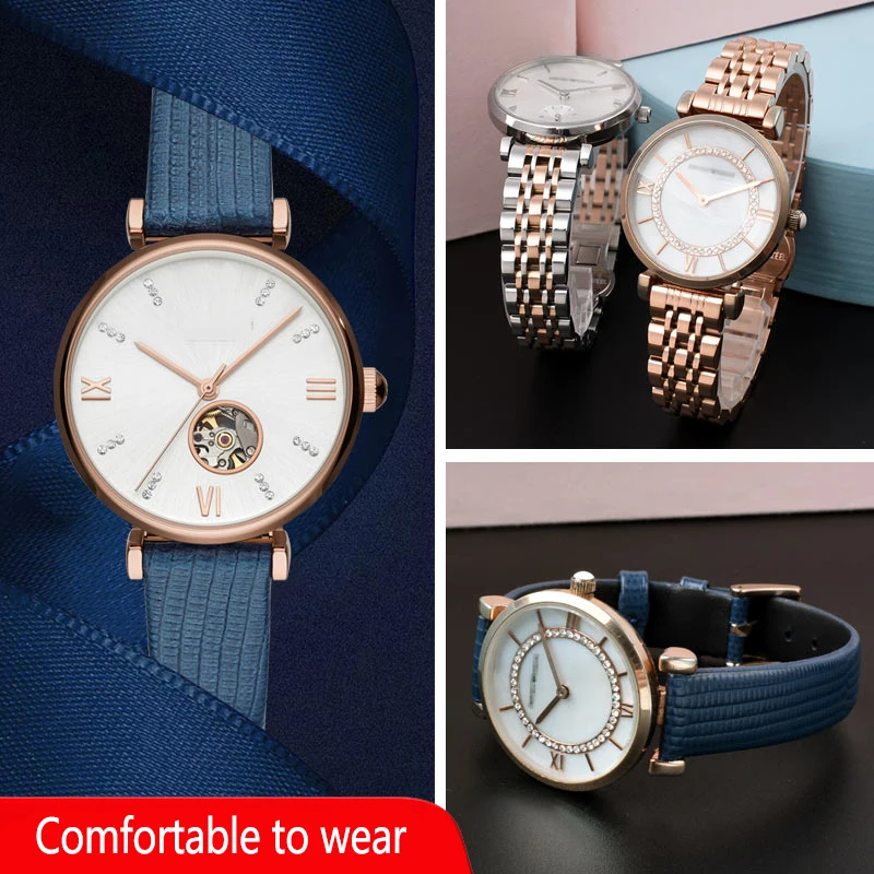 

Suitable For A-rmani AR60020/60023 Allstar Blue High-quality Soft Belt Ferris Wheel Watch With Stainless Steel Watchband 14MM