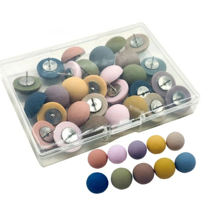 

ioio 30Pieces Round-head Push Pins Thumb Tacks Map Pins Colorful Pushpins for Cork Board, Small Sewing Pins for Fabric Sewing