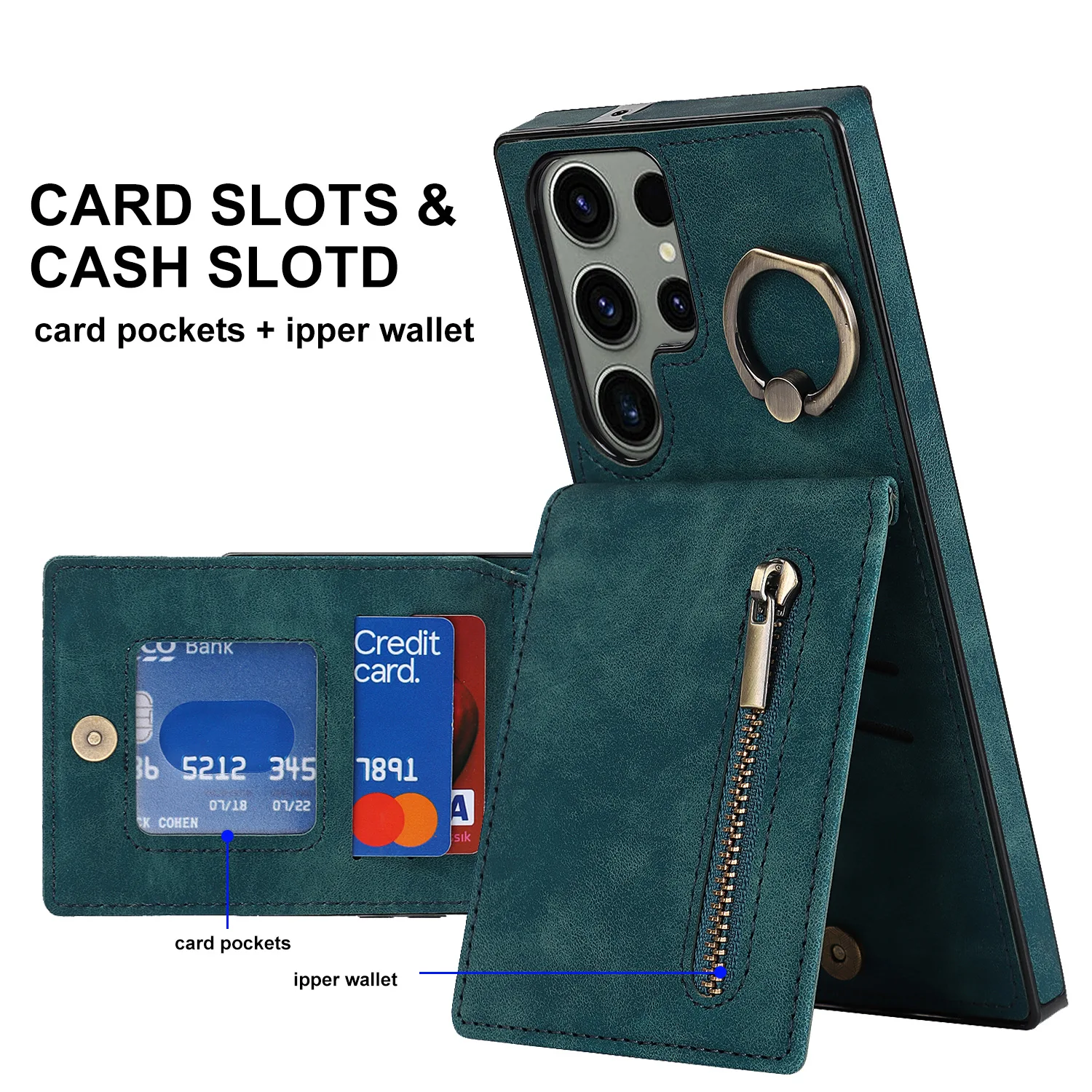 Leather Phone Case with Card Slot & Stand Feature