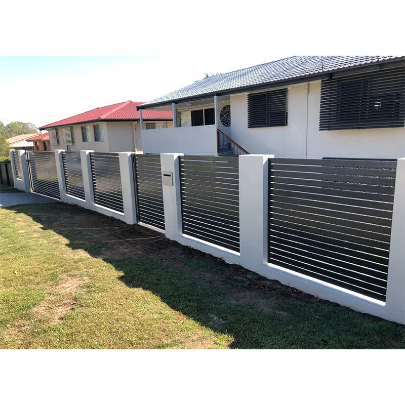 Aluminum Horizontal Slat Fence Panels Elegant Outdoor Fencing Trellis Gates 4