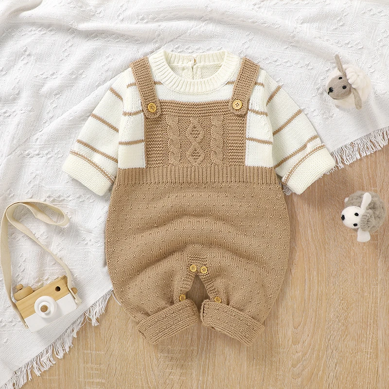 Infant Romper Knitted Newborn Boys Girls Long Sleeve Jumpsuits Outfits 0-18m Autumn Winter