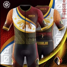 Conjunto de ropa de ciclismo para hombre, Jersey de secado rápido, camiseta de ciclismo, traje de manga corta, diseño con bandera de filigrana