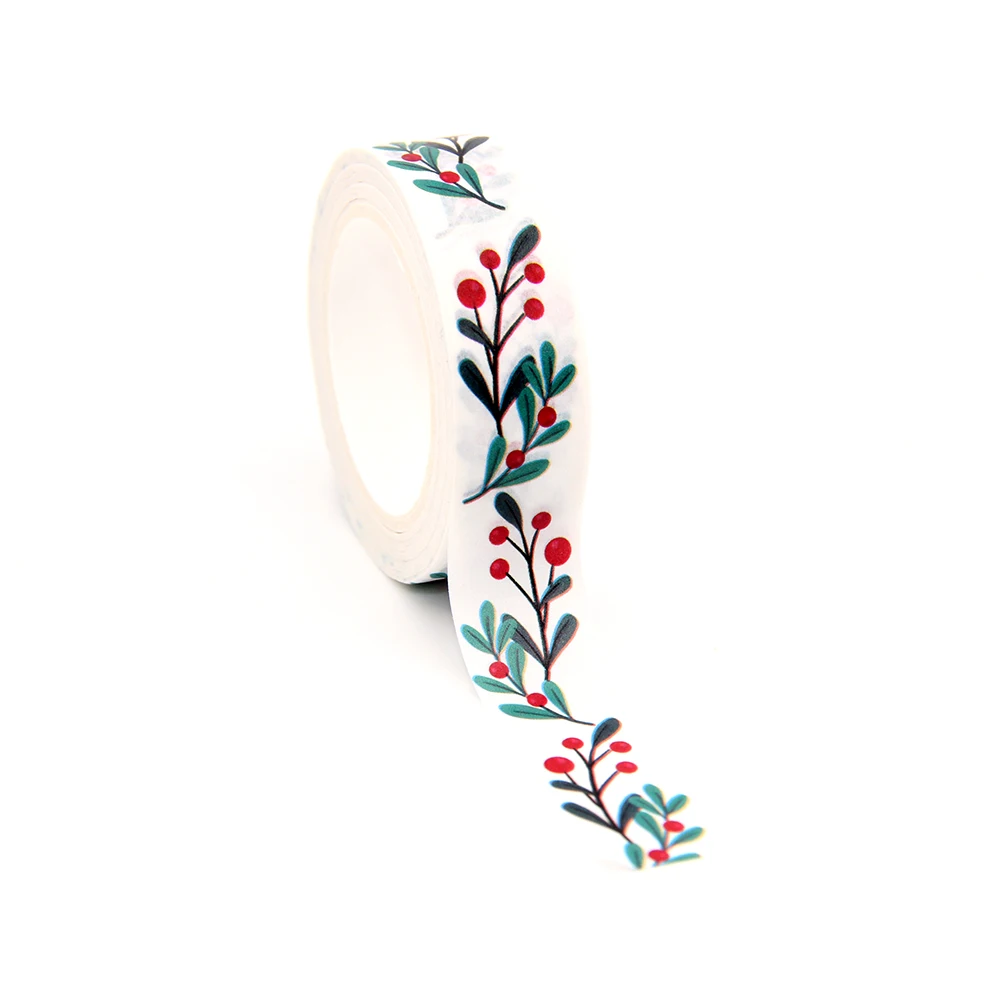 15mm x 10m Christmas Flowers Washi Tape Scrapbook Paper Masking Adhesive Merry Christmas Washi Tape 1PC