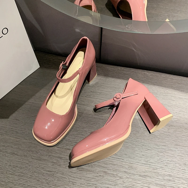 2024 New Brand Women Shoes Dress Shoes Thick High Heels Platform Summer Mary Jane Shoes Party Woman Round Toe Chunky Heels Shoes