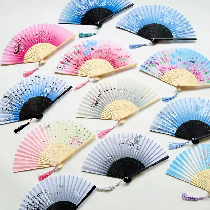 Folding Hand Fan Weddings Traditional Chinese Japanese Korean Art Craft Gift Bamboo Room Dance Props Wood Fans Home Decorations 4