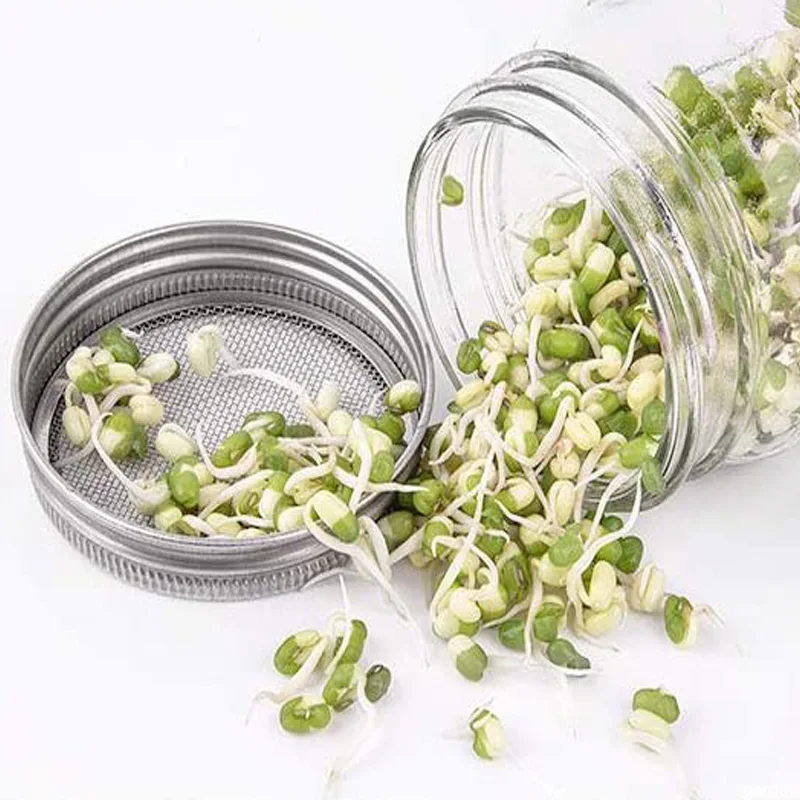 86mm Bean Seed Sprouting Screen Covers Plastic Germination Tray Strainer Mesh Cap Folding Bracket Bean Sprouts Growing Kit
