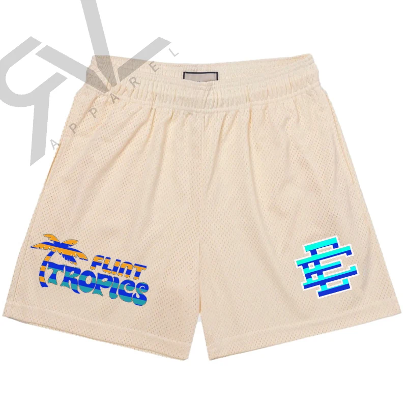 2022 Eric Emanuel Shorts New EE & FLINT TROPICS Beach Shorts Men's Casual Shorts Fitness Sports Pants Summer Workout Mesh Shorts casual shorts for men