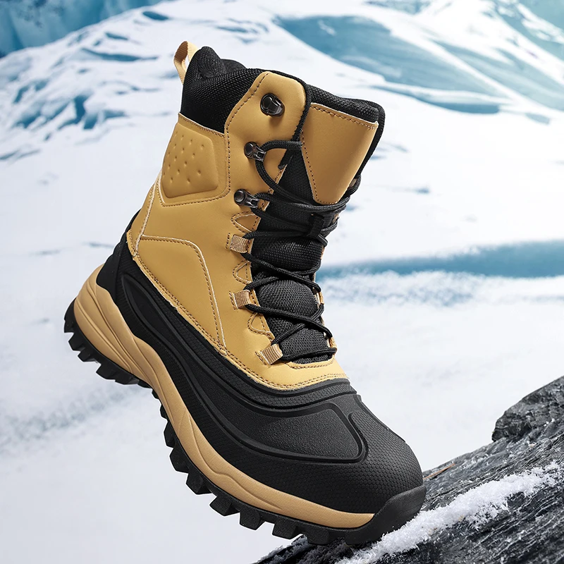 Men's Waterproof High-Top Snow Boots in Action