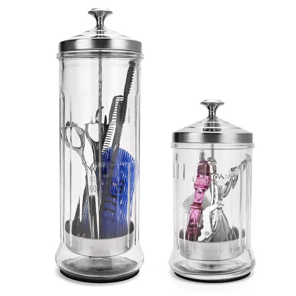 Salon Hairdressing Disinfection Glass Jar Scissors Comb Beauty