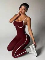 Casual sports hot girl running shockproof back hollow waist sexy jumpsuit with a tight base - Image 4