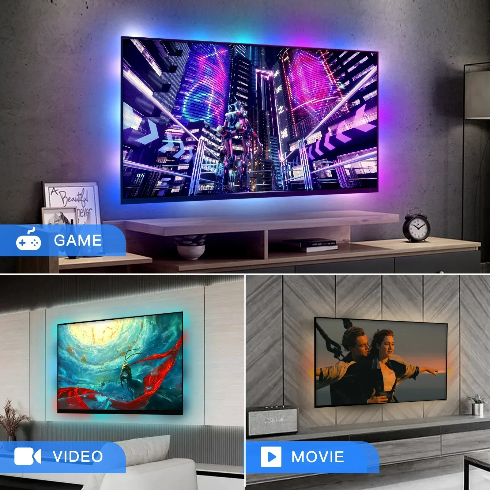 Wi-Fi付きのスマートアンビエントライト,TVバックライト,HDMI 2.0 