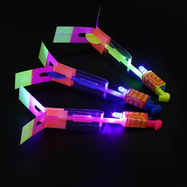 10pcs Outdoor LED Slingshot Rocket Bamboo Dragonfly Parachute Light Shooting Catapult Flying Arrows Kids Toys for Children Gifts 5