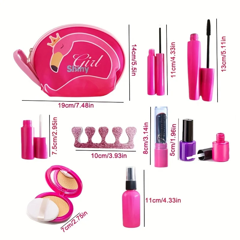 Pretend Makeup Kit For Girls With Cosmetic Bag Toy Makeup Playhouse-Cellphone Travel Set Nail Beauty Set Lipstick Fun Game makeup toy princess pretend toys cosmetics set nail art toys