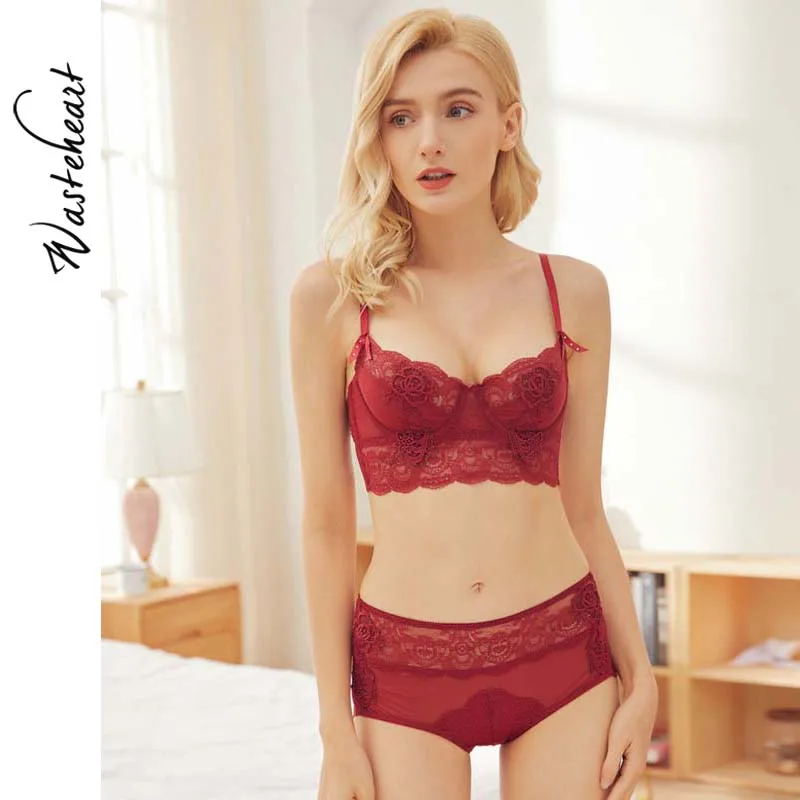 

Wasteheart For Women Green Red Sexy Lingerie Bras Lace Underwire Panties Underwear A B C D Big Plus Size Push Up Bra Sets