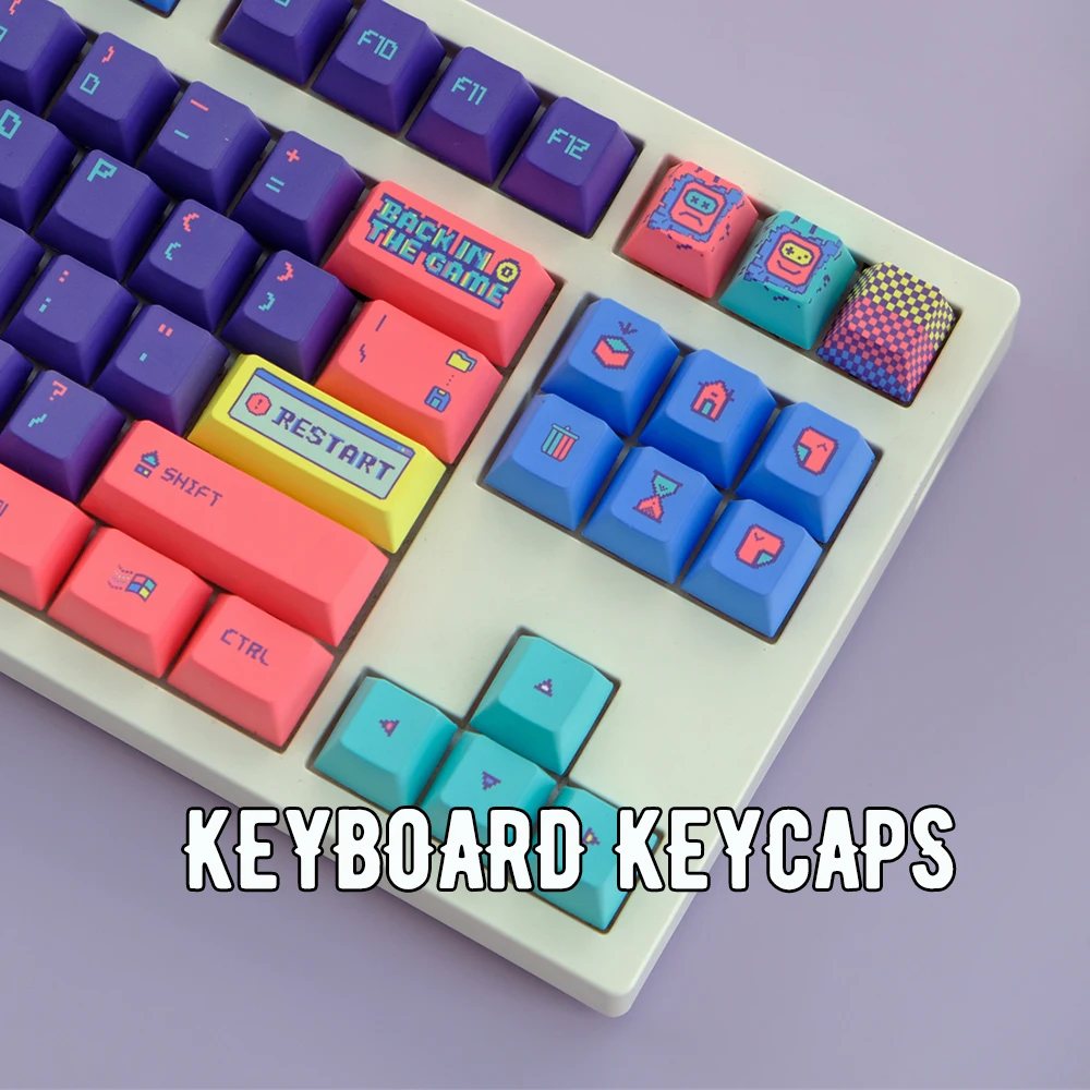 

Колпачки для клавиш вернуться в игры PBT, колпачки для клавиш с индивидуальным дизайном в виде вишни, колпачки для механических магнитных колпачков, индивидуальные колпачки для клавиш с сублимационной печатью
