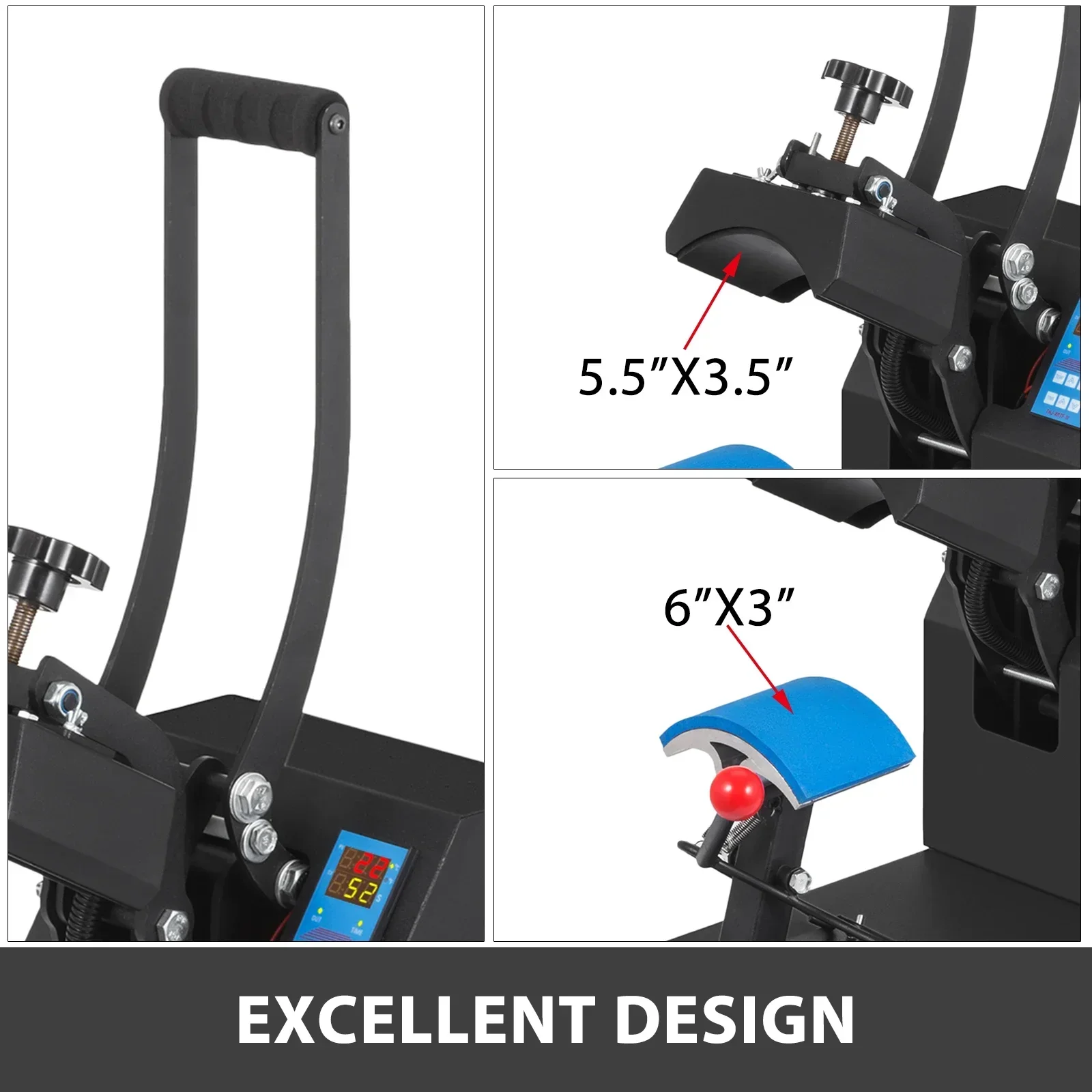 Sihao Hat Cap Heat Press 5.5 X 3.5 Inch Heat Transfer Stamping Sublimation  Machine Digital Display Clamshell For Diy Advertising - Heat Press Machine  - AliExpress