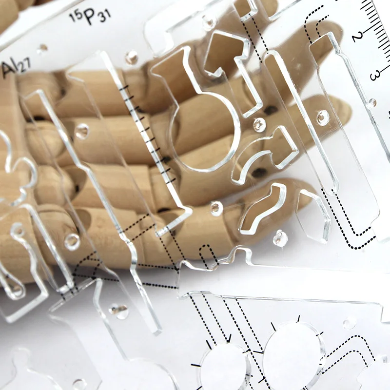 plastic Chemical Templates Physical Chemistry Instruments drawing design ruler for students Flexible