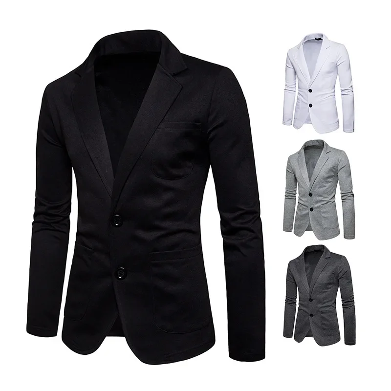 Wholesale Men's Casual Western-style Blazers Autumn New Solid Color Simple Lapel Two-piece Button Single Western Jacket 2
