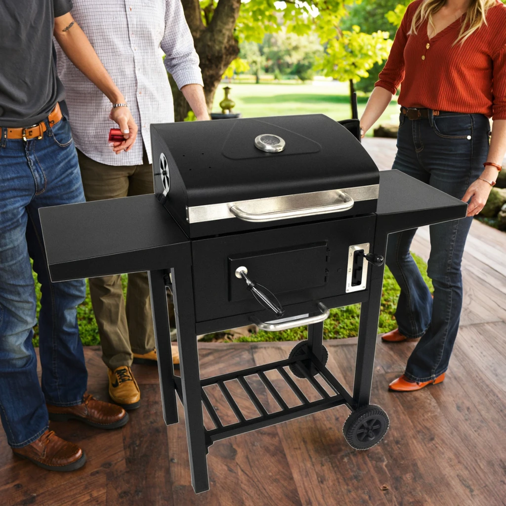 Description Picture 6 of itemPoland Popular BBQ Grill Outdoor Large Cooking Area Barbecue Smoker Grill Oil Drum Charcoal Grill Offset Smoker