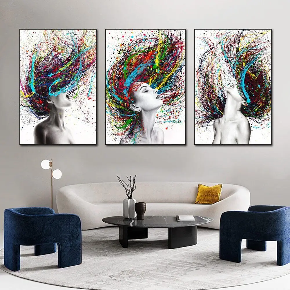 

Abstract Sexy Women Color Hair Art Film Print Silk Poster Home Wall Decor