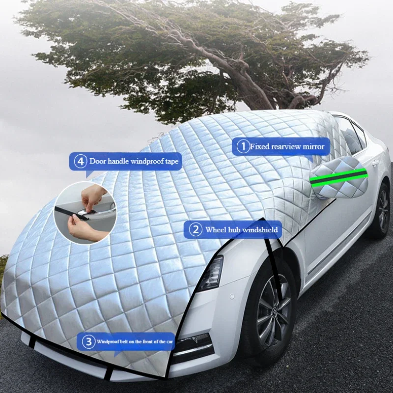 Copertura per auto a 5 strati Tenda da sole per neve grandine dalla polvere protettiva Protezione esterna impermeabile Proteggi coperture protettive per esterni anti UV - immagine 4