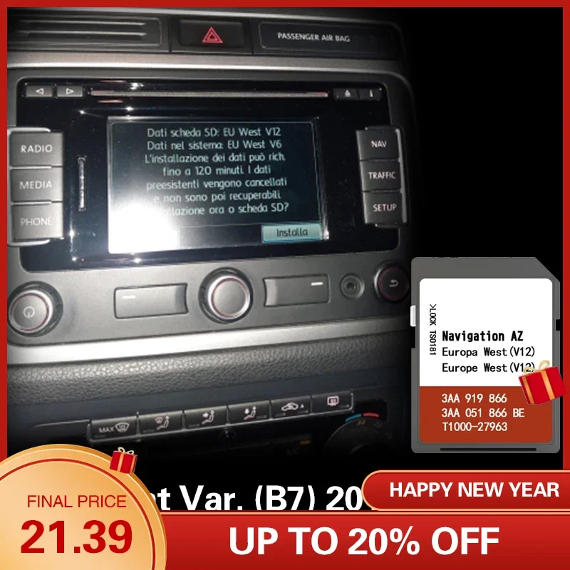 Per Passat Var(B7) 2011-2015 Map Az V12 West Rns 315 Germania Sd Road Memory Card